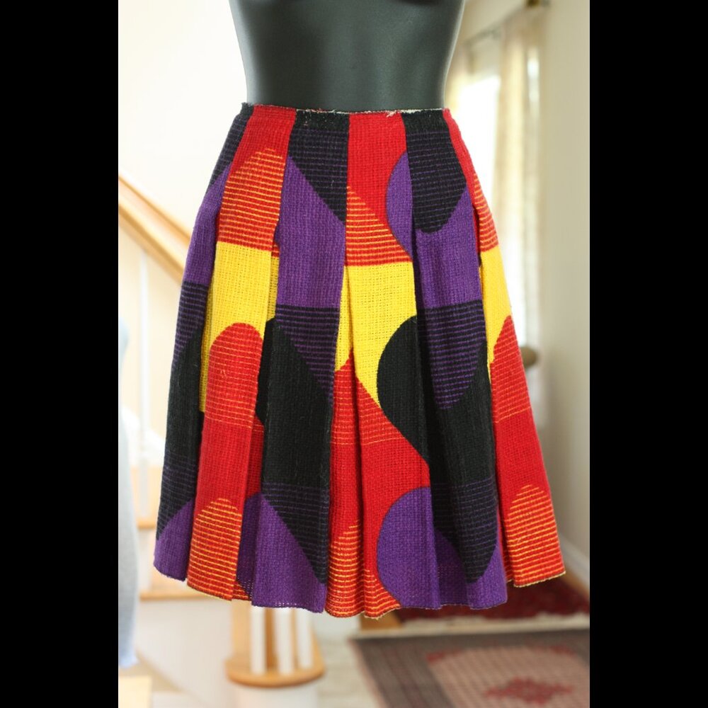 PRADA Primary Colors Abstract Geometric Pleated Skirt